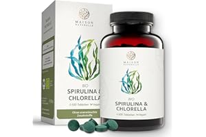‎MAISON NATURELLE MAISON NATURELLE® | Bio Spirulina & Chlorella Mix (500 Stück) - Hochdosiert mit 2400mg Bio-Spirulina Alge & 2400mg Bio Chlorella Alge je Tagesdosis
