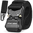 STAY GENT Tactical Belt for Men, Black Quick Release Military Style Belts with Buckle, Heavy Duty Nylon Webbing Work Belt for Outdoor Activities and Utility