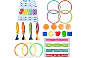JOYIN 24 Pcs Pool Tauchspielzeug Set enthält 7 Tauchringe, 4 Tauchen Sticks, 4 Toypedo und 9 Piraten Schätze für Kinder, Wasserspielzeug Unterwasser Sinking Swimming Pool Spielzeug für Kinder