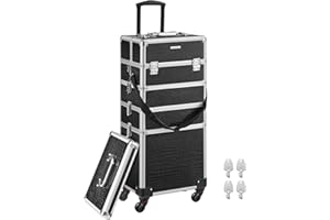 SONGMICS Valise à maquillage Mallette de maquillage Trolley à maquillage bijoux et cosmétique Beauty case Grande taille, JHZ06B