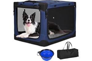 Kidken Dog Crate, Extra Large Pet Crate Collapsible Dog Travel Crates for Medium and Large Dogs, Foldable Dog Crates Car Dog Carrier Foldable Pet Cage (L: 76x54x54cm)