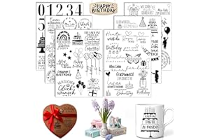 AOIUENOK Rub On Sticker Geburtstag, 6 Stück A5 Rub On Aufkleber, Folie Transferaufkleber, Happy Birthday, für Möbel, Glas, Holz, Scrapbooking, DIY Basteln Deko (GeburtstagⅡ)