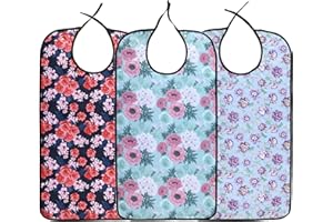 YELAIYEHAO Bavoir adulte pour manger lavable réutilisable imperméable protecteur de vêtements avec ramasse-miettes en option 34 x 18 pouces femmes