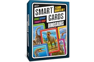 100 PICS SMART CARDS Dinosaurs, Gift, Stocking Filler, Travel Card Game, 7 games in 1, Pairs, Snap, Trumps, Rummy, Memory Quiz, Trivia, Age 5+, 1-8 Players
