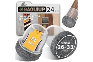 GAGUIUP 24 tapas protectoras negras para patas de silla con fieltro, almohadillas de fieltro, tapas protectoras de silicona para patas de silla inclinadas, 1,25 pulgadas para sillas resistentes al desgaste