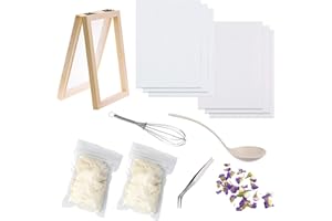 NA Cayway 8 Pack Dried Flower Paper Craft Set Include 5 x 7 Inch Wooden Paper Making Mold Frame, Dried Flowers, Replace Mesh Cloth