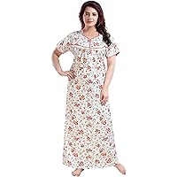 Soulemo Women's Pure Cotton Floral Regular Nighty