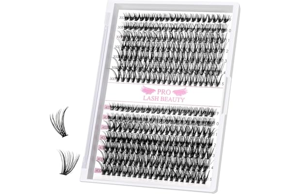 Faux Cils Individuels 280 faux cils 30D+40D mix Cluster Extensions de Cils C D Curl 3D Cluster Eye Lashes DIY Cils à la Maison Individuels Bouquet Effet(30+40-D-9-15mix)