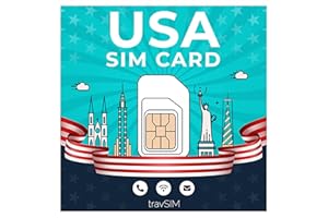 travSIM Carte SIM américaine prépayée | 12 GB de données Mobiles à Vitesse 4G/5G Appels et textes illimités aux États-Unis. Valable Pendant 30 Jours.