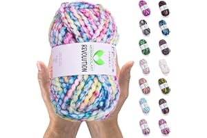 MeriWoolArt Merino Wolle zum Stricken – 75 m Mehrfarbige Dicke Weiche Merinowolle zum Stricken für Pullover Jacken – XXL Handstrickwolle – Voluminöse DIY Wolle für Schals Decken Tücher Geschenke