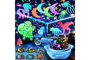 One Fire Sternenhimmel Projektor Kinder, 96 Lichtmodi Nachtlicht Kinder Nachtlicht Baby, 2400mAh Akku LED Projektor Baby Sternenhimmel Nachttischlampe 360° Drehung Geschenke Junge Kinderzimmer Deko