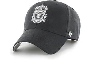 47 Liverpool FC MVP Unisex Baseball Cap Black, Hook & Loop Strap, LFC Badge Logo, Colour Black