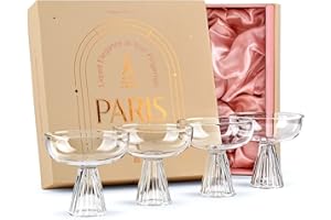 GLASSIQUE CADEAU Moderni bicchieri da cocktail Paris Martini Coupé, set da 4 pezzi, vetro, 230 ml, per champagne, daiquiri, Espresso Martini, Cosmopolitan