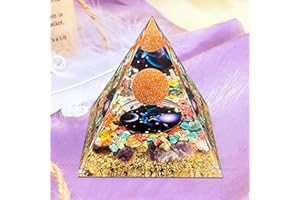 VDYXEW Crystal Pyramid, Amethyst with Sandstone Zodiac Libra Orgone Pyramid, Healing Crystal, Postive Energy Orgonite Crystal Healing for Yoga, Meditation (Libra)