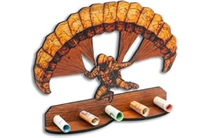 ‎DRO DESIGN DRO Design Geldgeschenke, Geschenkverpackung Holz-Optik Fallschirm Motiv – Bargeldgeschenk, Geldpräsent, Kreatives Geldgeschenk, Geburtstag, Hochzeit, Weihnachten