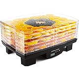 Andrew James Digitaler Dörrautomat mit Einstellbaren Thermostat 40-70°C und Programmierbarer Timer | 6 Stapelbare Dörr-Einsät