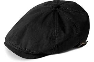Eoslya Mens Flat Cap - Newsboy Caps for Men, 8 Panel Adjustable Cotton Classic 1920s Gatsby Peaky Newsboy Flat Caps Baker Boy Hats for Men UK Vintage Berets Driving Black