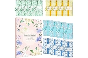 LA BELLEFÉE Scent Sachets - 4 Fragrance for Eucalyptus Sage, Fresh Linen, Cotton, Vanilla - Long Lasting Natural Wardrobe Fresheners for Drawers, Closets, Cupboard, Bedroom, 16 Pack