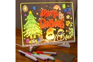 BLO2BIRO LED Drawing Board, Led Light Up Acrylic Doodle Board with 7 Colors Pen, 30x20CM with Stand LED Writing Message Magic Board for Kids, Arts Note Board for Office School Home Cafe