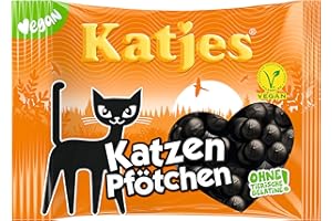 ‎KATJES Katjes Katzen Pfötchen Großpackung – Würzig-süßes Lakritz in kleiner runder Form – Herrlich weiche Konsistenz – Natürlich alles Veggie (1 x 500 g)