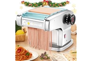 CGOLDENWALL Machine à Pâtes Électrique, Moteur 135W avec 4 Lames (2mm/2.5 mm/4 mm/9mm) et 9 Épaisseurs Réglables de 0,5-5 mm, Protection en ABS, Acier Inoxydable pour des Nouilles Fraîches Maison