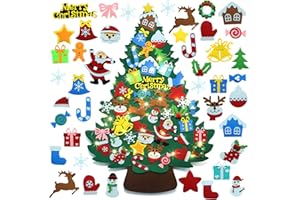 Winric DIY Felt Christmas Tree with 42pcs Detachable Ornaments and 5M LED String Lights Felt Xmas Tree for Kids Home Door Hanging Decoration Christmas Decor Xmas Gifts