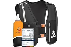LUMEFIT Laufweste für Damen & Herren inkl. 500ml Trinkflasche - Trinkrucksack zum Laufen und Joggen Atmungsaktiv & Reflektierend - Laufrucksack Weste | Trinkweste Rucksack | Running Vest