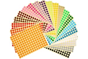 Elalove 3300 Gommettes Rondes Autocollantes en 20 Couleurs Vives - Pastilles Autocollantes Repositionnables 10mm pour Organisation, Déco et Activités Créatives