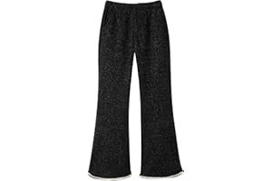 Rolanko Pantalones de Campana para Niña, Cintura Elástica Leggings Acanalados Brillantes de Terciopelo con Campana y Perlas Niños Cálidos Pantalones Jogger con Bolsillos