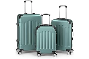 LEADZM Set de 3 Valises de Voyage, Valise Grande Taille & Cabine, Set de Bagage pour Voyage, ABS avec Coins Renforcés, roulettes Pivotantes 360° et Cadenas - Turquoise