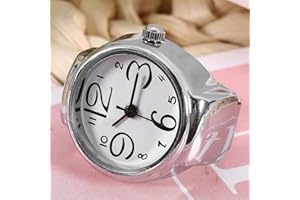 DAUERHAFT Reloj de Acero Inoxidable Reloj de Anillo Reloj de Anillo Especial Reloj de Anillo de Cuarzo Adecuado para Diferentes Ocasiones Regalos para Amigos(White)
