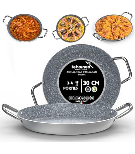 Vaello La Valenciana Geëmailleerde stalen inductie paella pan, 36 cm, zwart Vaello La Valenciana Geëmailleerde stalen inductie paella pan, 36 cm, zwart