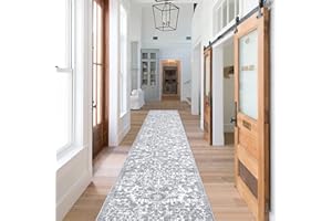 SHACOS Alfombras de Pasillo Larga Gris 60x300cm Alfombra Corredor Cocina Antideslizante Lavable Larga Suave para Pasillo Entrada Cocina Lavanderia
