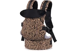 GAGAKU Marsupio Neonati Ergonomico, Marsupio Neonato da 0 a 36 mesi, Porta Bebè, facile da indossare viso in faccia in avanti e indietro da indossare per bambini - Leopardo