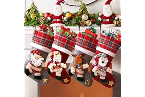 NIBESSER Calcetines Navidad Chimenea Juego da 4 Botas de Navidad para Colgar Calcetines Navideñosi 3D Papá Noel Christmas Stocking Idea Regalo para Decoración Navideña