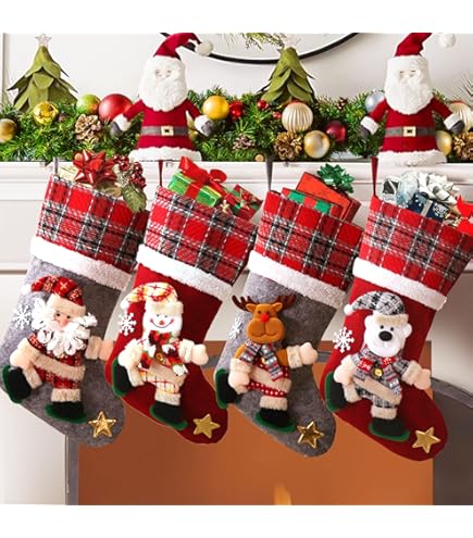 Set Van 3 Kerstsokken, Kleine Jute Kerstsokken Om Aan De Open Haard Te Hangen Gepersonaliseerde Min~p191697523