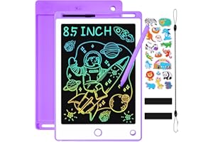 TENXSNUG Tavoletta Grafica LCD Scrittura Bambini, 8,5 Pollici Lavagna da Disegno Cancellabile con Adesivi dei Cartoni Animati, Lavagna Elettronica Digitale Writing Tablet Per Ragazzi Ragazze, Viola