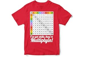 FUNKYSHIRT Maths Times Tables Grid Learning T Shirt - Funny Multiplication Math Tee - Mathematics School Teacher Gift Kids Top