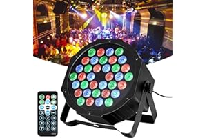 36 LED 1w Scheinwerfer Par Strahler,Lunsy Partylicht 7 Beleuchtung Modi Bühnenbeleuchtung Flexible Fernbedienung DMX Steuerung für DJ Disco Party Show Bar Halloween Weihnachten