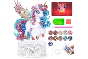 GIDDYGLOW Arts and Crafts for Kids Age 5 6 8 10: Unicorn Gifts for 5 7 8 9 Year Old Girls Birthday Presents for 6 7 8 9 10 Year Old Girls Toys Age 5 6 7 8 Diamond Art Painting Mosaic Kits Night Light for Kids