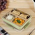 Femora High Steel Container Rectangle Lunch Box for Office-College-School - (Not Leakproof) (3 Pots) - Green