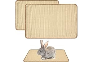 KOUHA Lot de 2 Tapis à Gratter pour Lapin Tapis de Soin des Griffes et des Dents pour Cages Lapin Tapis en Sisal Planches à Gratter Naturelles Tapis d'sisal pour Rongeurs Protège Les Canapés