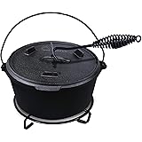 ACTIVA BBQ Dutch Oven Topf ca. 10 Liter Ø 37 cm aus schwarzem Gusseisen - inkl. Deckel - mit Henkel zum Tragen, Gusseisen Top