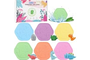 SHUCHING Badebomben für Kinder, 6 Badekugeln für Kinder mit Dinosaurier-Spielzeug im Inneren, Natürliche und Organische Badebomben Geschenkset, Handgemachte Geburtstagsgeschenke für Jungen und Mädchen