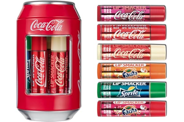 Lip Smacker - Collection Canettes Coca-Cola - Ensemble Baumes à Lèvres de Différents Parfums - Cadeau Sucré en Canette Classique à Collectionner - Emballage Cadeau de 6 Pièces