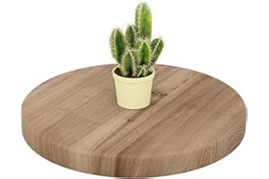 LAMO Manufaktur Plateau de Table Rond 40 cm en Bois Naturel | pour Table Basse Ronde ou de Chevet | Épaisseur : 40 mm | Couleur : Marron Noisette