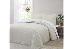 Liniva Home Comforter De Microfibra Reversible. Edredón 100% Microfibra Tacto Extra Suave - Modelo Zuri - Incluye Funda de Cojín. (Beige, Cama 150 cm)
