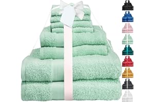Midland Bedding 8 Piece Bale Towel Set, Cotton Towels Set - 4 Wash Cloths/Face Towels, 2 Bath Towels and 2 Hand Towels for Bathroom. 400 GSM Thread Count (Duck Egg)