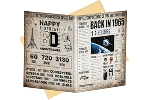joyoldelf Carte Anniversaire 60 Ans - Cadeau d'Anniversaire Original Homme Femme, Affiche d'Anniversaire Vintage, Enveloppe Carte de Voeux Pour Maman Papa Ami Collègue Famille Garcon Fille Mari(1965)