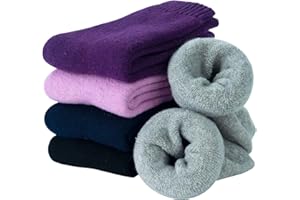 Justay Pucott 5 par damskich zimowych wełnianych skarpet, oddychające, miękkie, grube, termiczne, kolorowe, na prezent, wysokiej jakości, prezenty świąteczne dla kobiet, 37-42 EU